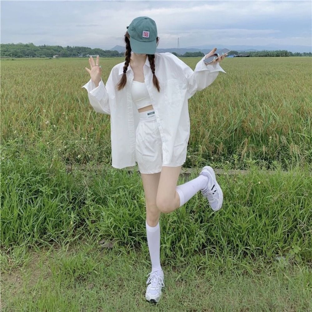 【台灣發貨】韓版寬鬆小眾中長版襯衫 長袖上衣 長袖t恤 衣服 女裝 上衣 【S119】-細節圖11