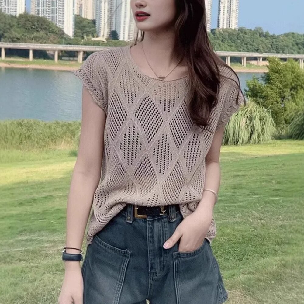 【台灣發貨】韓版氣質鏤空露背繫短袖上衣 衣服 女裝 t恤 短袖t恤 上衣【T708】-細節圖6