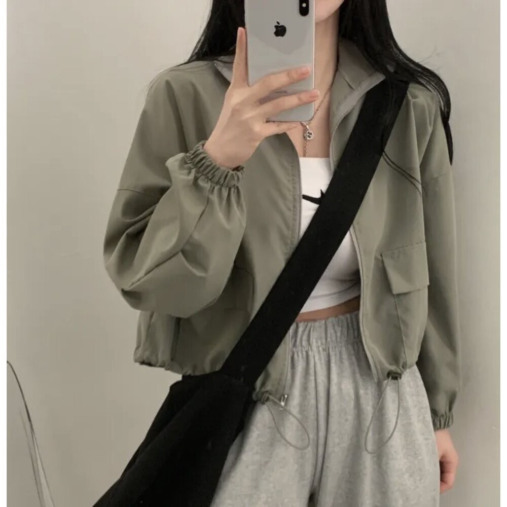 【台灣發貨】韓版復古機車外套 外套 防曬外套 女裝 上衣 衣服【J323】-細節圖2
