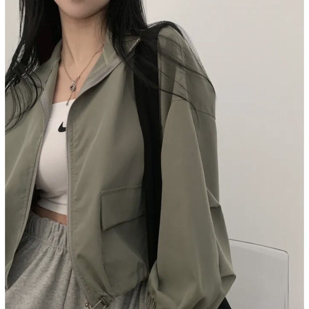 【台灣發貨】韓版復古機車外套 外套 防曬外套 女裝 上衣 衣服【J323】-細節圖4