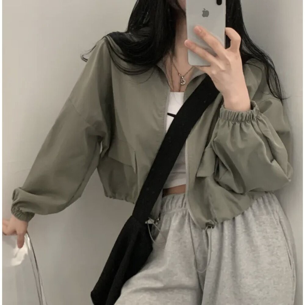 【台灣發貨】韓版復古機車外套 外套 防曬外套 女裝 上衣 衣服【J323】-細節圖8