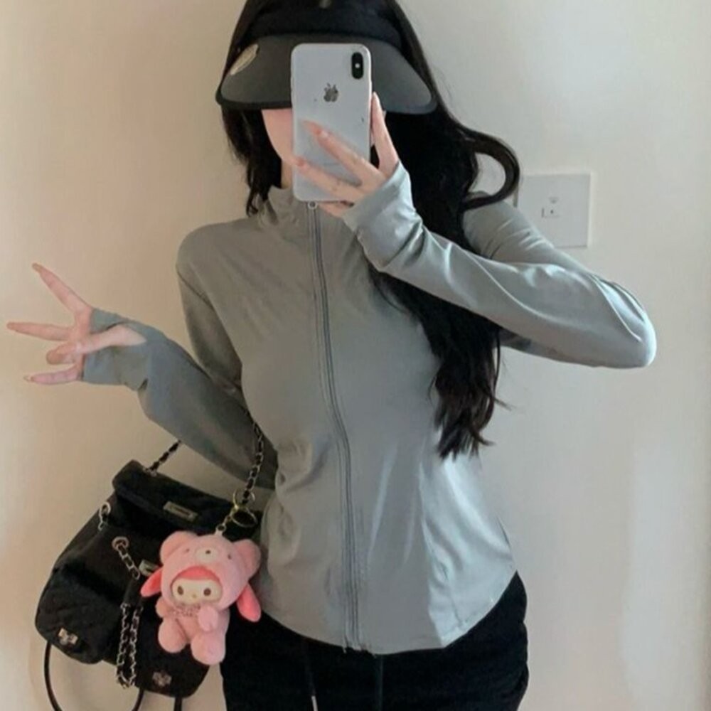 【台灣發貨】韓版冰絲修身顯瘦防曬外套 外套 防曬外套 女裝 上衣 衣服【J335】-細節圖7