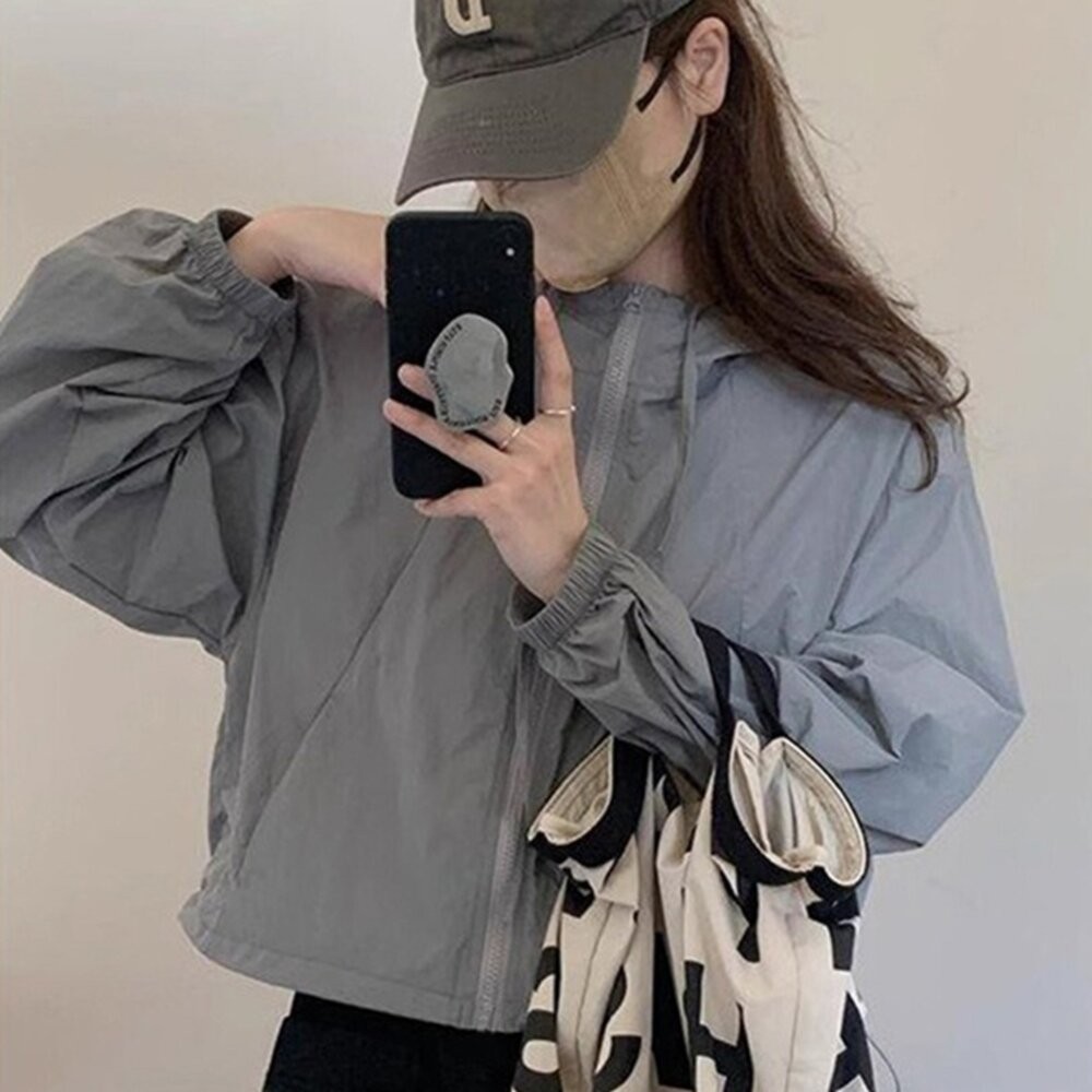 【台灣發貨】韓版輕薄透氣寬鬆薄外套 外套 防曬外套 女裝 上衣 衣服【J392】-細節圖2