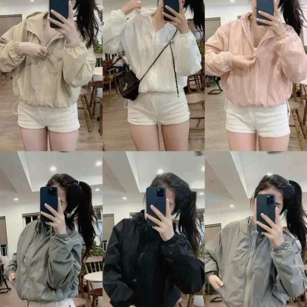 【台灣發貨】韓版寬鬆輕薄透氣連帽外套 外套 防曬外套 女裝 上衣 衣服【J392】-細節圖2