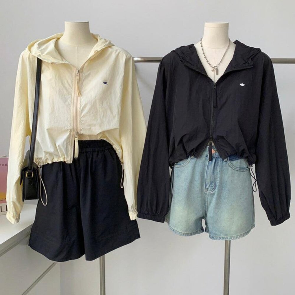 【台灣發貨】韓版寬鬆輕薄透氣連帽外套 外套 防曬外套 女裝 上衣 衣服【J392】-細節圖9
