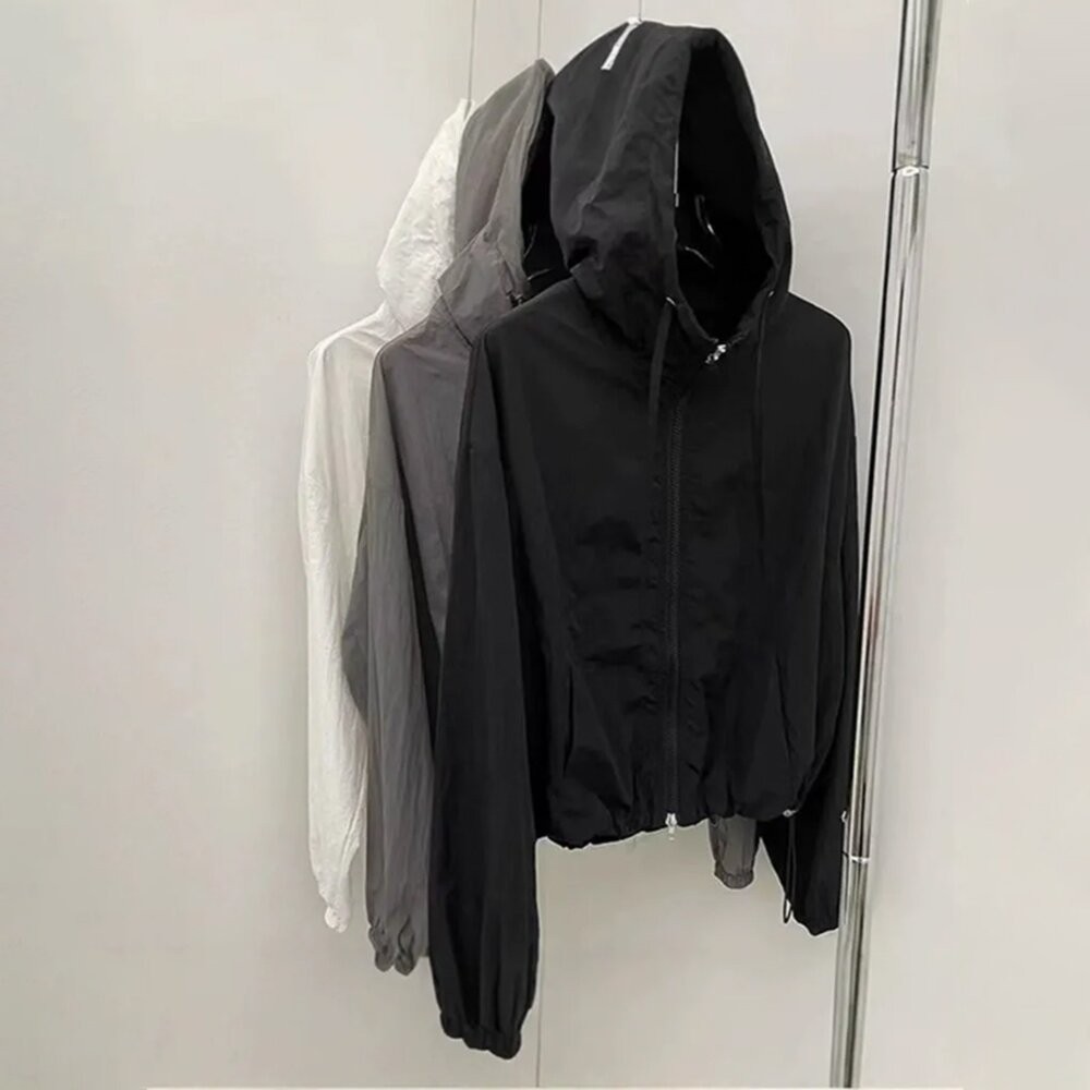 【台灣發貨】韓版寬鬆輕薄透氣連帽外套 外套 防曬外套 女裝 上衣 衣服【J392】-細節圖10