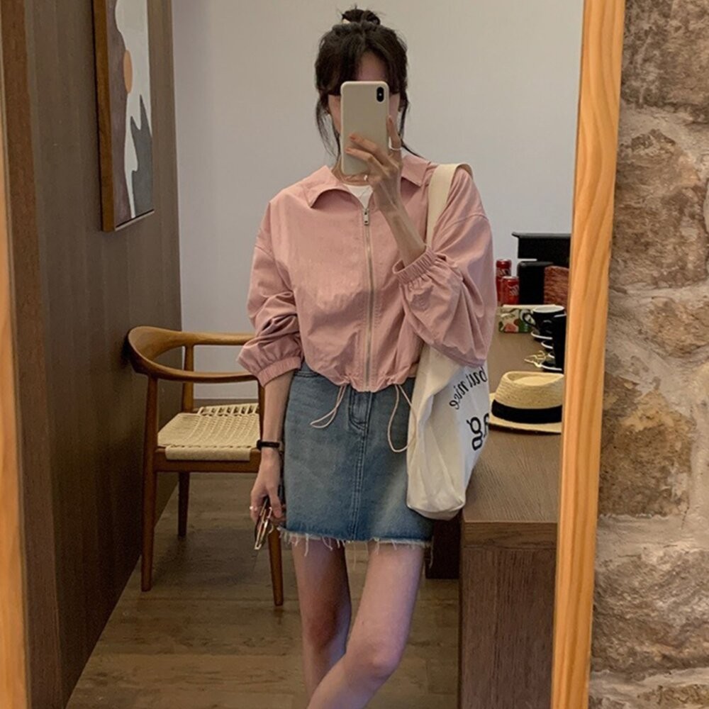 【台灣發貨】韓版短版小個子顯瘦防曬外套 外套 防曬外套 女裝 上衣 衣服【J396】-細節圖2