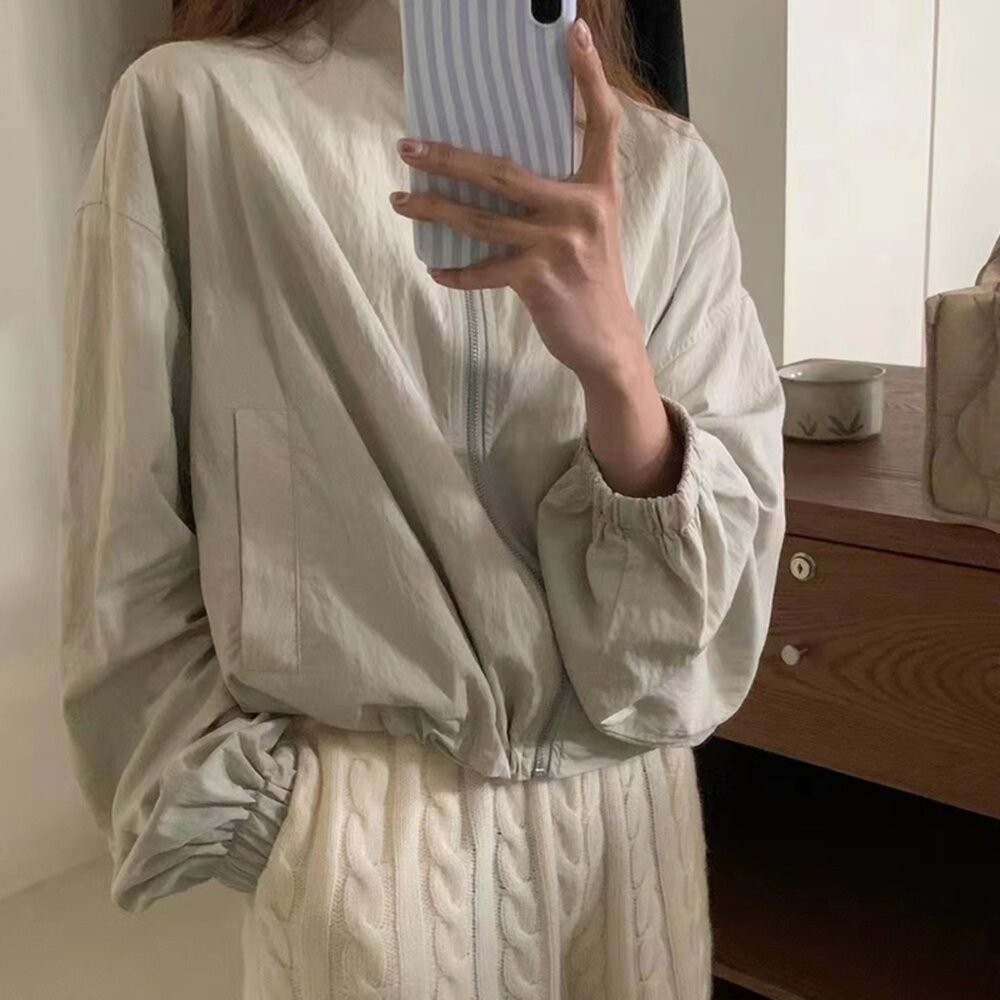 【台灣發貨】韓版短版小個子顯瘦防曬外套 外套 防曬外套 女裝 上衣 衣服【J396】-細節圖9
