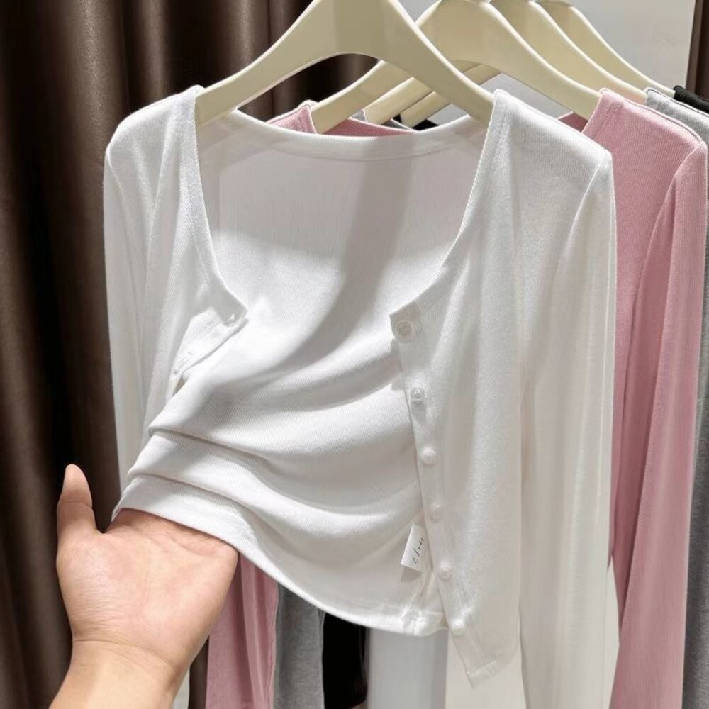 【台灣發貨】韓版冰絲灰色防曬外套 外套 防曬外套 女裝 上衣 衣服【J427】-細節圖4