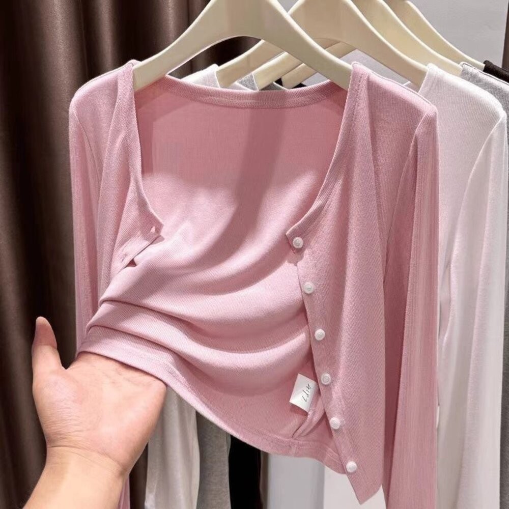 【台灣發貨】韓版冰絲灰色防曬外套 外套 防曬外套 女裝 上衣 衣服【J427】-細節圖5