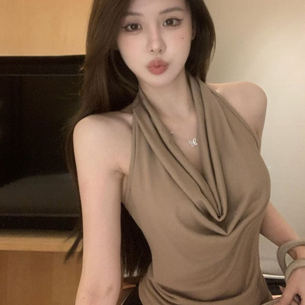 【台灣發貨】韓版氣質設計感露背背心 小可愛 背心 衣服 女裝 上衣【V462】-細節圖9