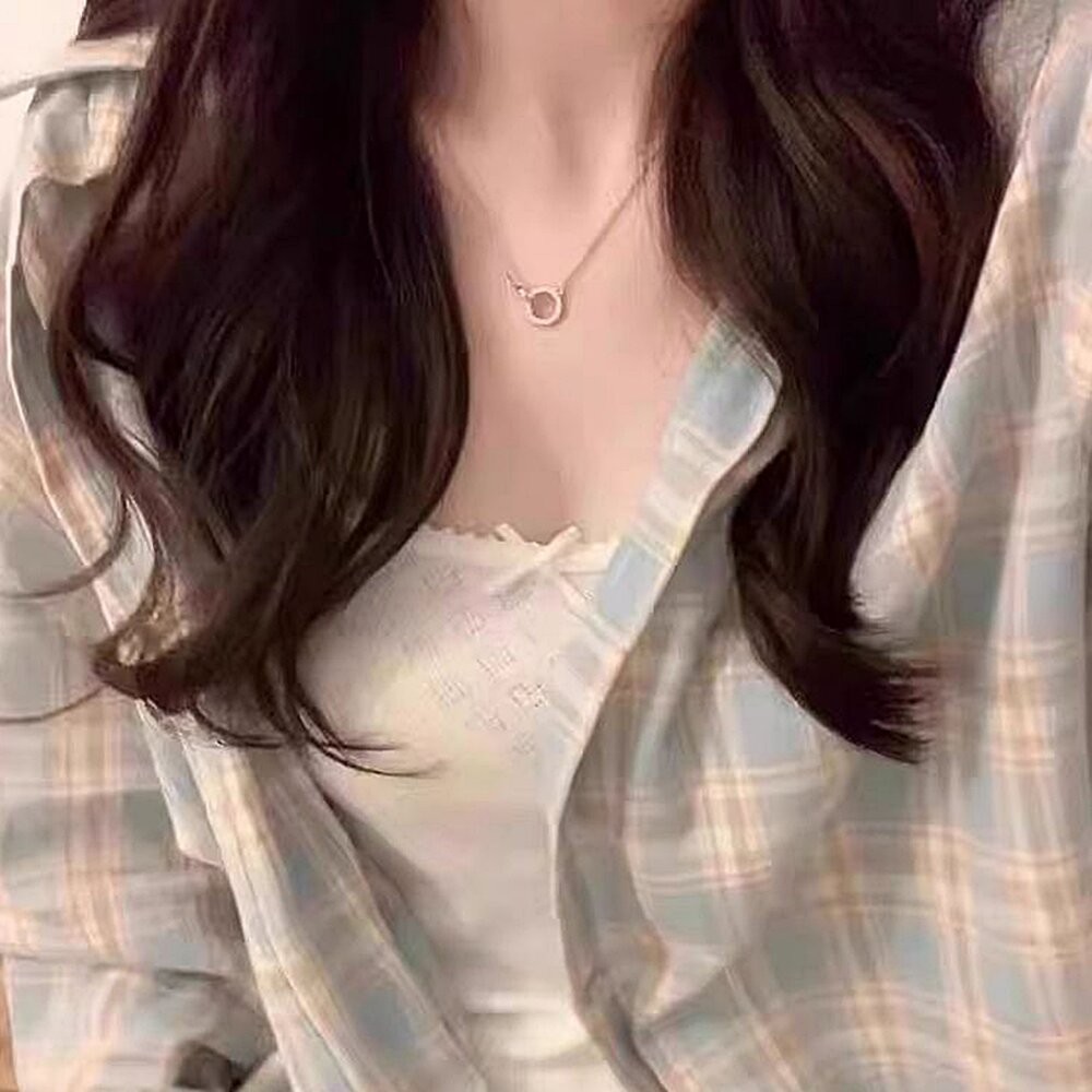 【台灣發貨】韓版復古格紋襯衫外套 外套 防曬外套 女裝 上衣 衣服【J385】-細節圖6