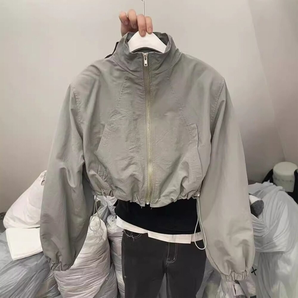 【台灣發貨】韓版輕薄透氣短版外套 外套 防曬外套 女裝 上衣 衣服【J396】-細節圖2