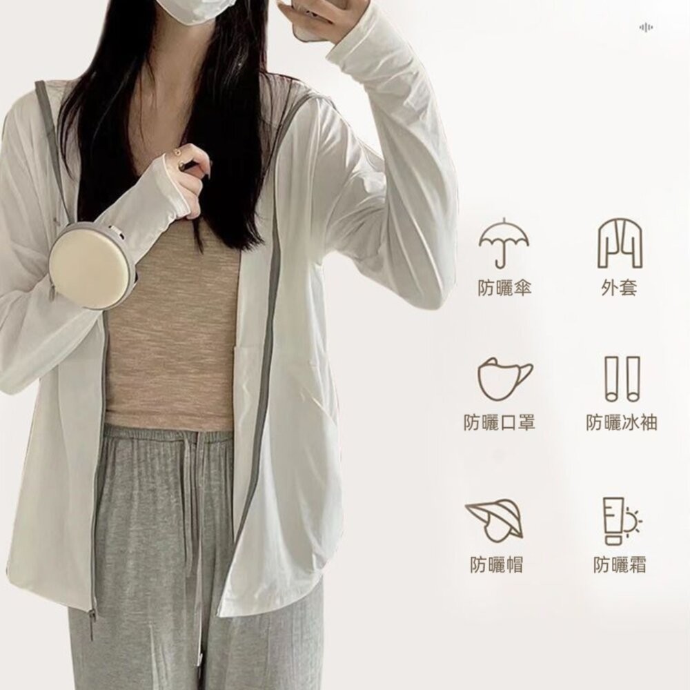 【台灣發貨】韓版輕薄透氣簡約冰絲防曬外套 外套 防曬外套 女裝 上衣 衣服【J390】-細節圖2