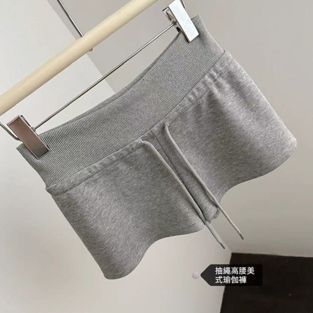 【台灣發貨】韓版高腰顯瘦灰色運動短褲 短褲 褲子 女裝【P399】-細節圖4