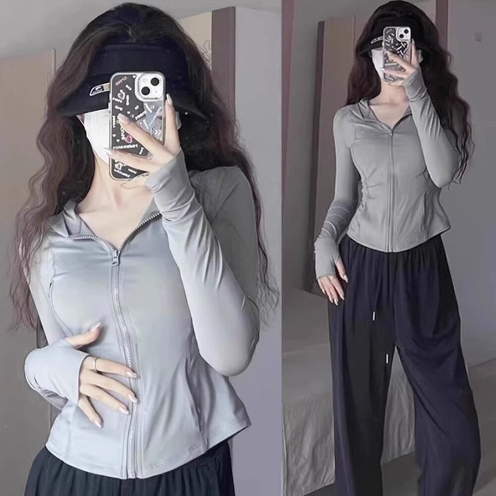 【台灣發貨】韓版夏季修身運動透氣冰絲防曬外套 外套 防曬外套 女裝 上衣 衣服【J335】-細節圖10