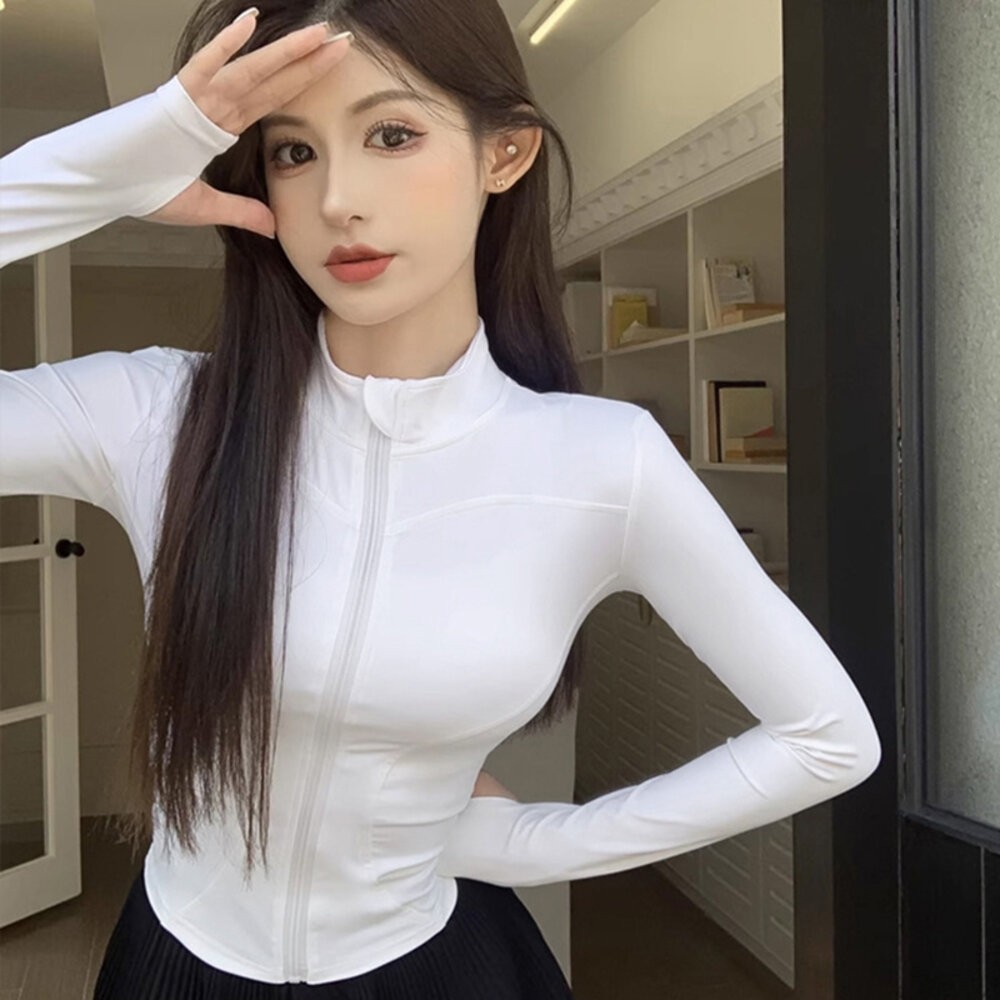 【台灣發貨】韓版冰絲輕薄修身瑜珈防曬外套 外套 防曬外套 女裝 上衣 衣服【J335】-規格圖11