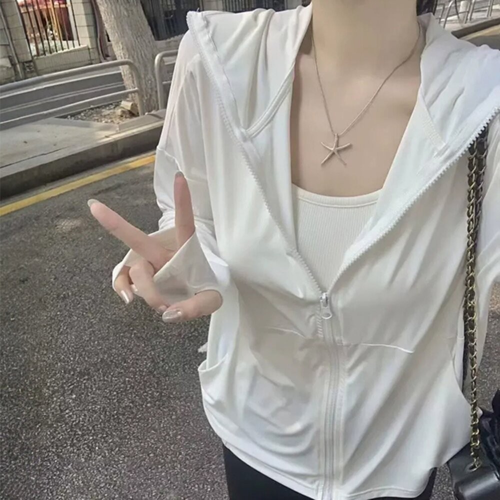 【台灣發貨】韓版夏季薄款冰絲透氣防曬外套 外套 防曬外套 女裝 上衣 衣服【J390】-細節圖5