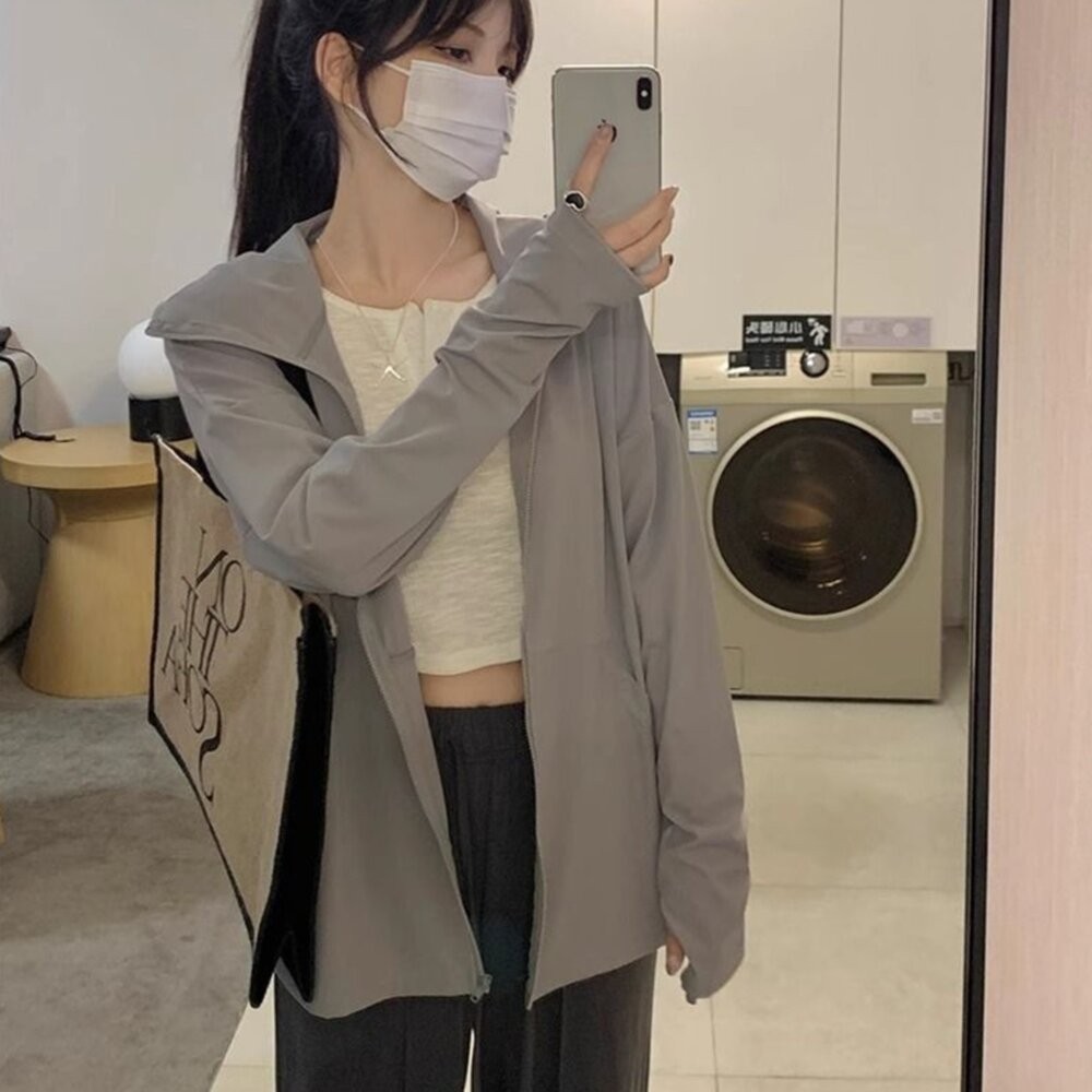 【台灣發貨】韓版夏季薄款冰絲透氣防曬外套 外套 防曬外套 女裝 上衣 衣服【J390】-細節圖6