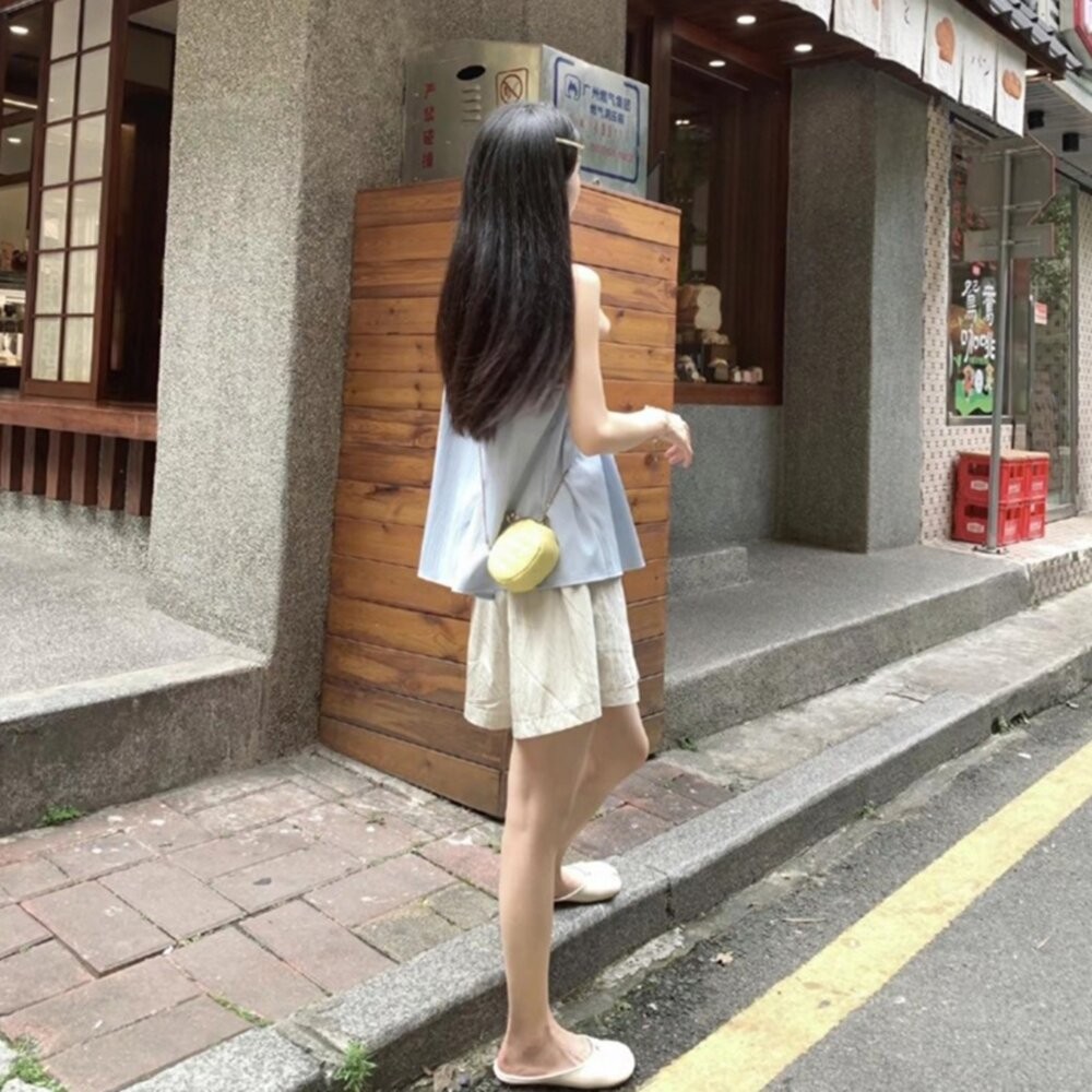 【台灣發貨】韓版氣質溫柔風寬鬆無袖上衣 小可愛 背心 衣服 女裝 上衣【V470】-細節圖10