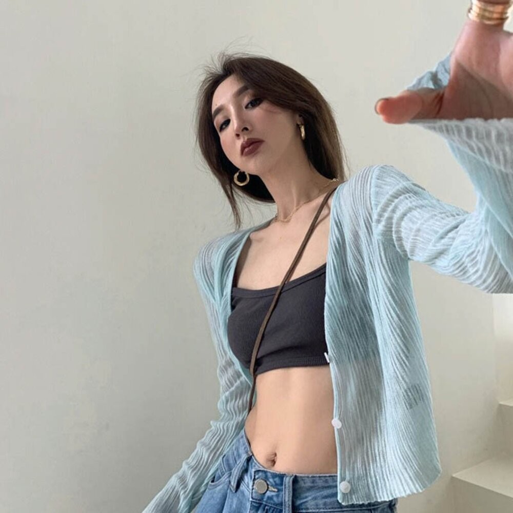 【台灣發貨】韓版質感薄款設計款短版外套 外套 防曬外套 女裝 上衣 衣服【J428】-細節圖6