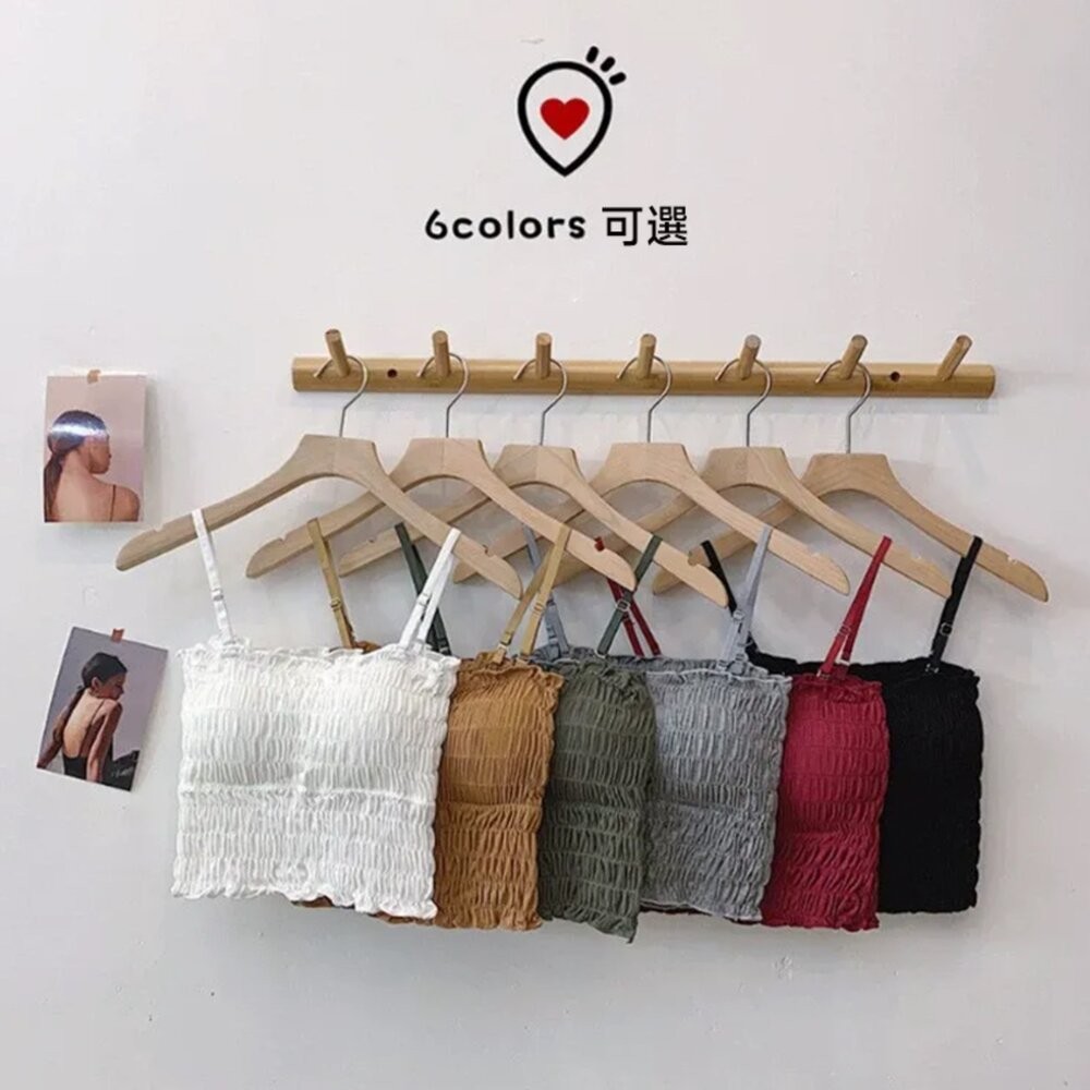 【台灣發貨】韓版美背百搭褶皺背心 帶胸墊免穿內衣 小可愛 背心 衣服 女裝 上衣【V103】-細節圖11