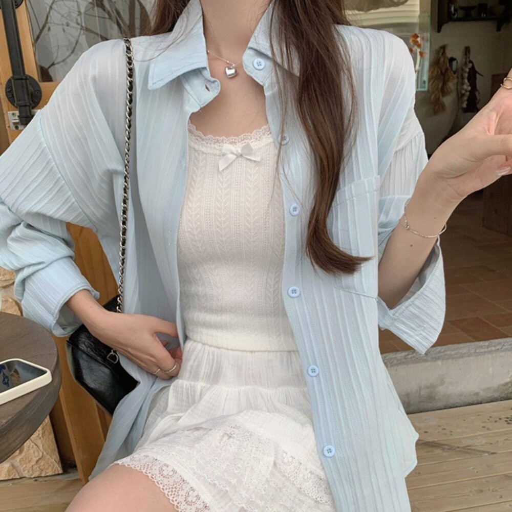 【台灣發貨】韓版冰絲顯瘦長版外套 外套 防曬外套 女裝 上衣 衣服【J282】-細節圖2