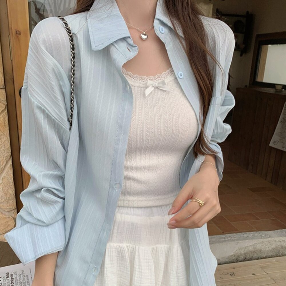 【台灣發貨】韓版冰絲顯瘦長版外套 外套 防曬外套 女裝 上衣 衣服【J282】-細節圖5