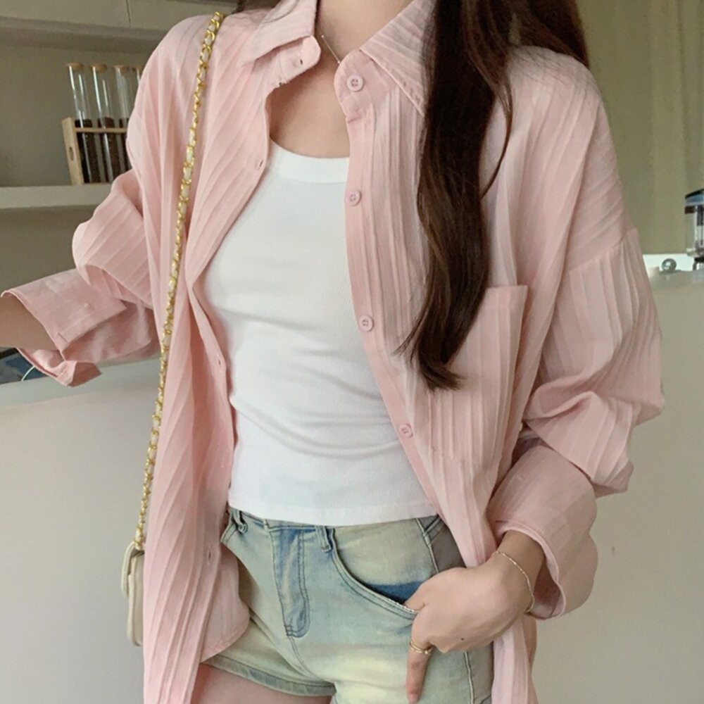 【台灣發貨】韓版冰絲顯瘦長版外套 外套 防曬外套 女裝 上衣 衣服【J282】-細節圖7