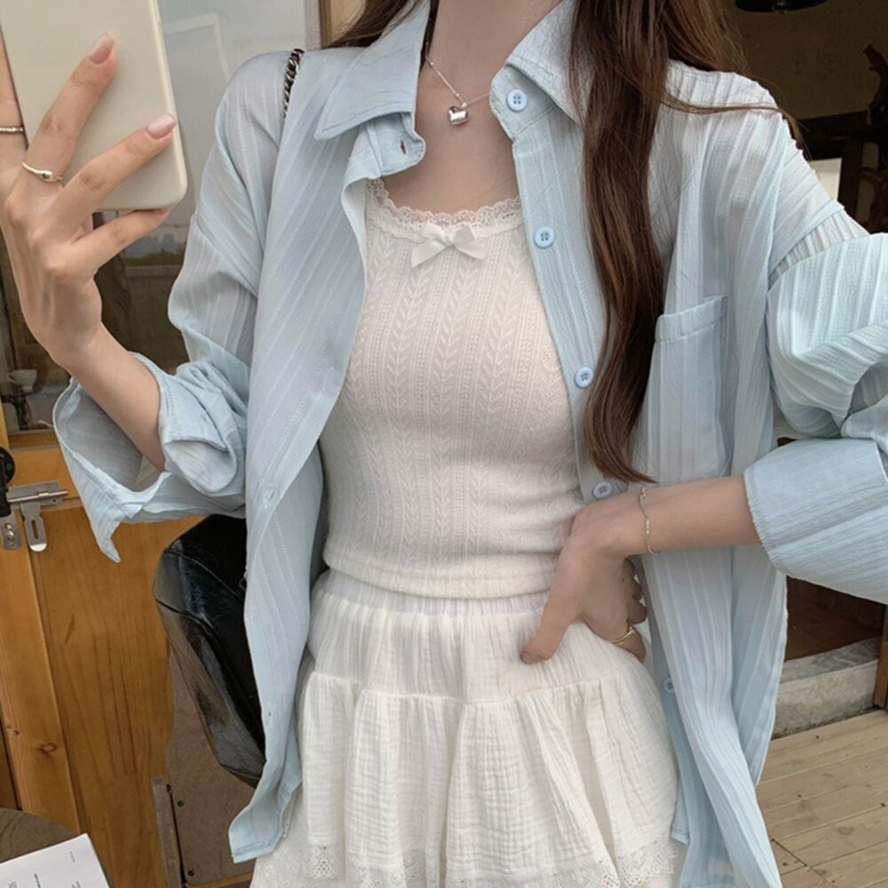 【台灣發貨】韓版冰絲顯瘦長版外套 外套 防曬外套 女裝 上衣 衣服【J282】-細節圖8