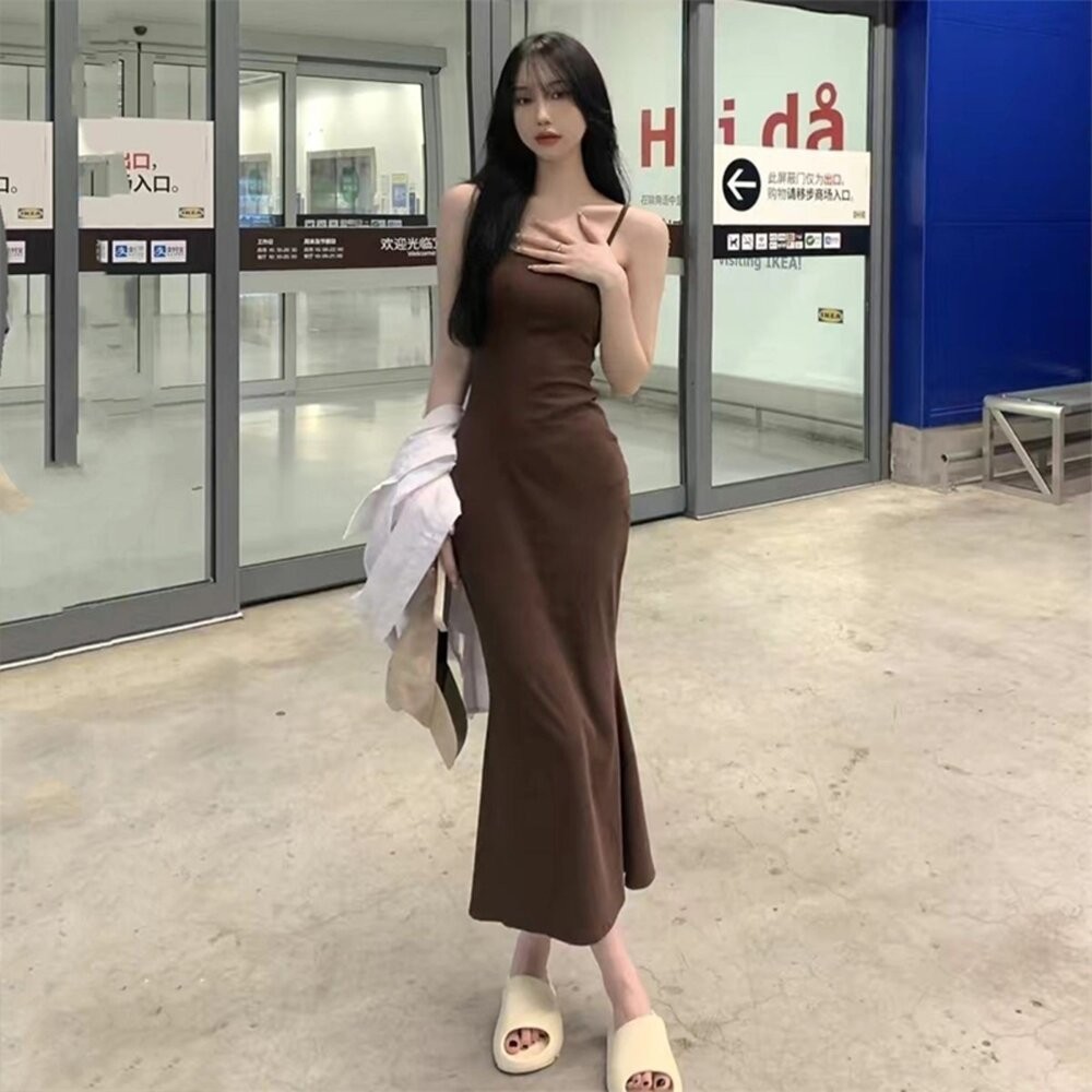 【台灣發貨】韓版顯瘦露肩細肩洋裝 連身裙 吊帶裙 吊帶褲 女裝【S251】-細節圖4