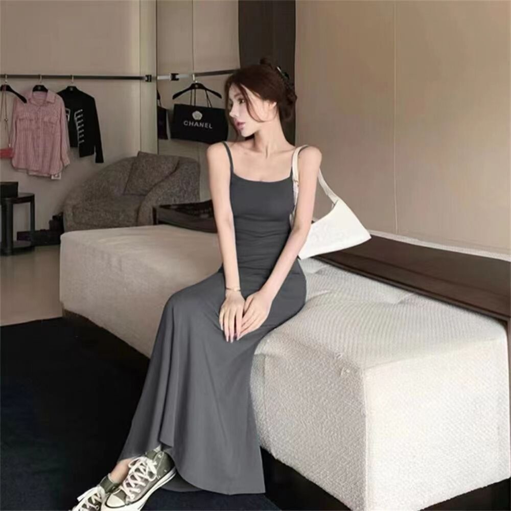 【台灣發貨】韓版顯瘦露肩細肩洋裝 連身裙 吊帶裙 吊帶褲 女裝【S251】-細節圖6