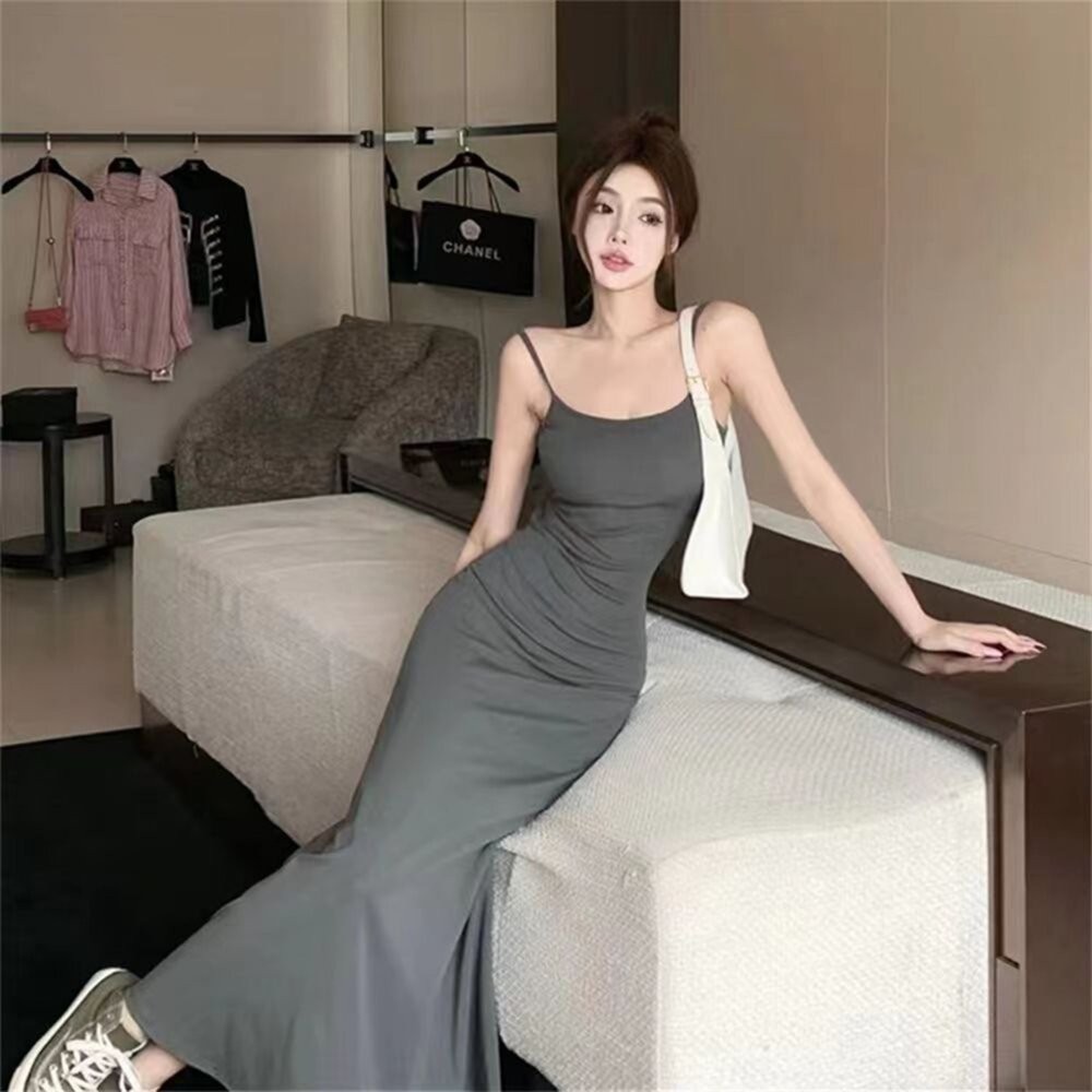 【台灣發貨】韓版顯瘦露肩細肩洋裝 連身裙 吊帶裙 吊帶褲 女裝【S251】-細節圖11