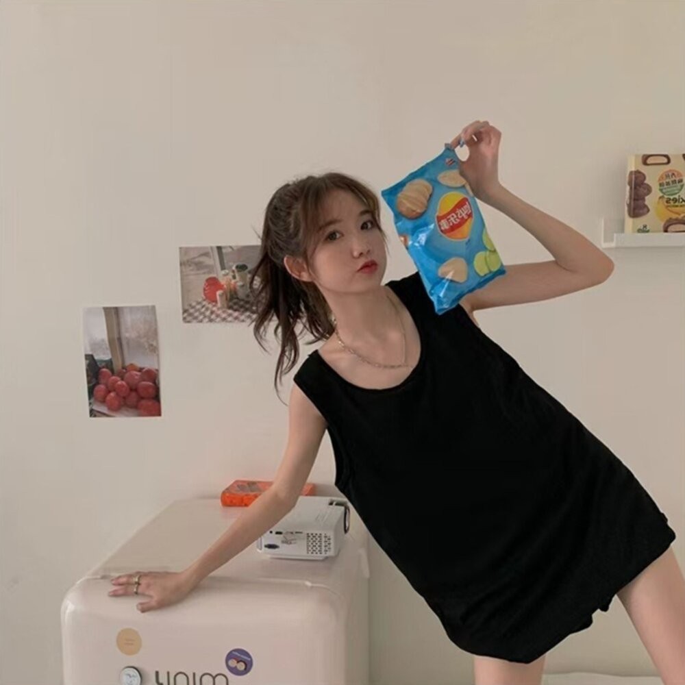 【台灣發貨】韓版寬鬆休閒運動背心 小可愛 背心 衣服 女裝 上衣【V476】-細節圖3
