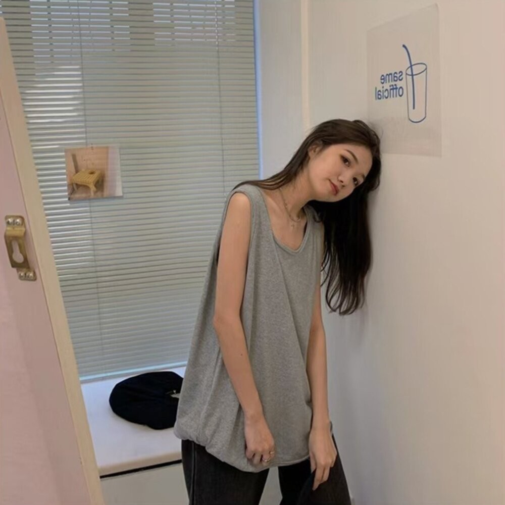 【台灣發貨】韓版寬鬆休閒運動背心 小可愛 背心 衣服 女裝 上衣【V476】-細節圖4