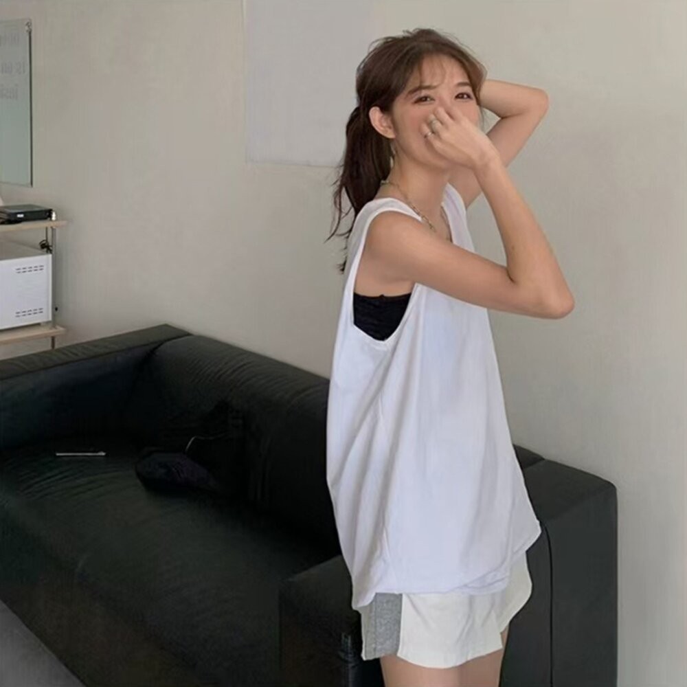 【台灣發貨】韓版寬鬆休閒運動背心 小可愛 背心 衣服 女裝 上衣【V476】-細節圖5