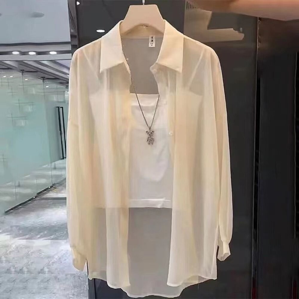 【台灣發貨】韓版設計感薄款微透防曬外套 外套 防曬外套 女裝 上衣 衣服【J217】-細節圖6