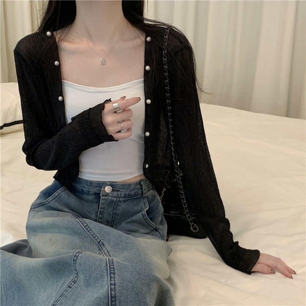 【台灣發貨】韓版夏季薄款雪紡冰絲外套 外套 防曬外套 女裝 上衣 衣服【J277】-細節圖2