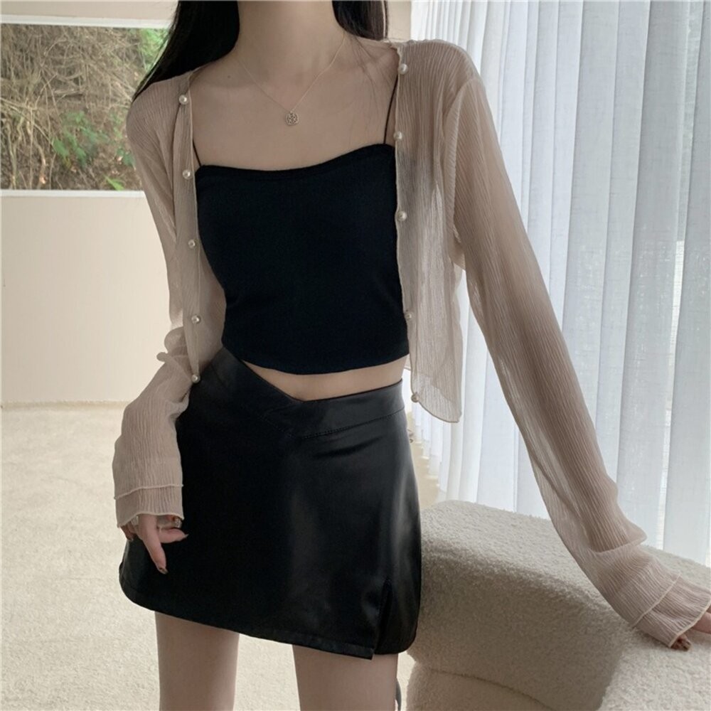 【台灣發貨】韓版夏季薄款雪紡冰絲外套 外套 防曬外套 女裝 上衣 衣服【J277】-細節圖5