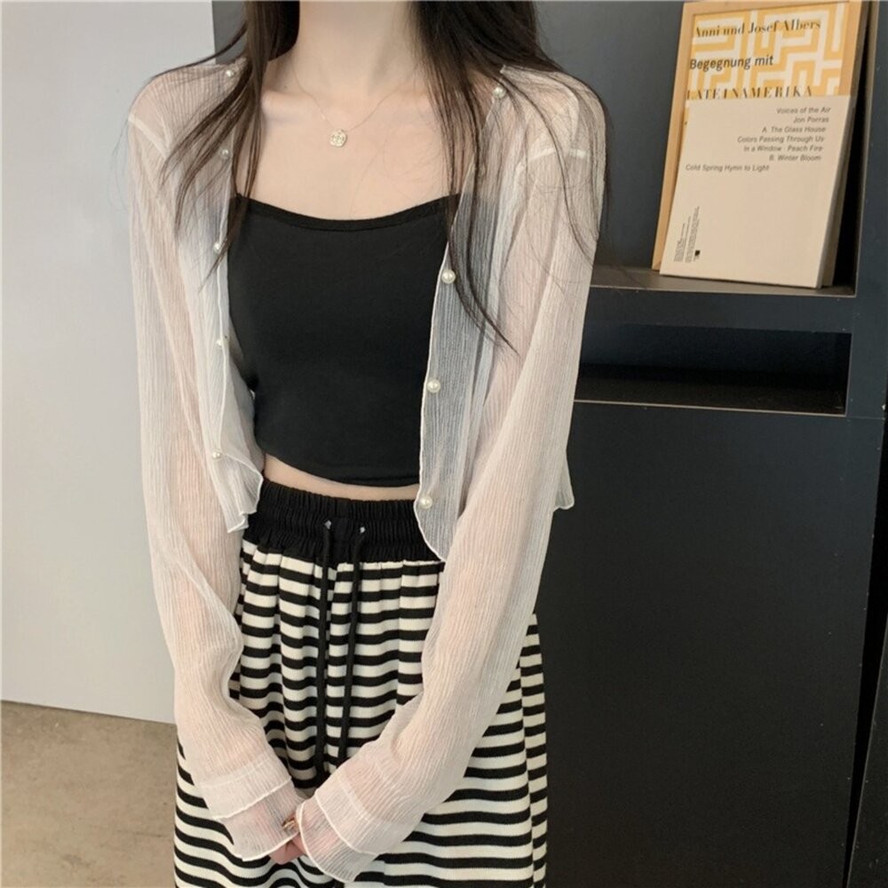 【台灣發貨】韓版夏季薄款雪紡冰絲外套 外套 防曬外套 女裝 上衣 衣服【J277】-細節圖7