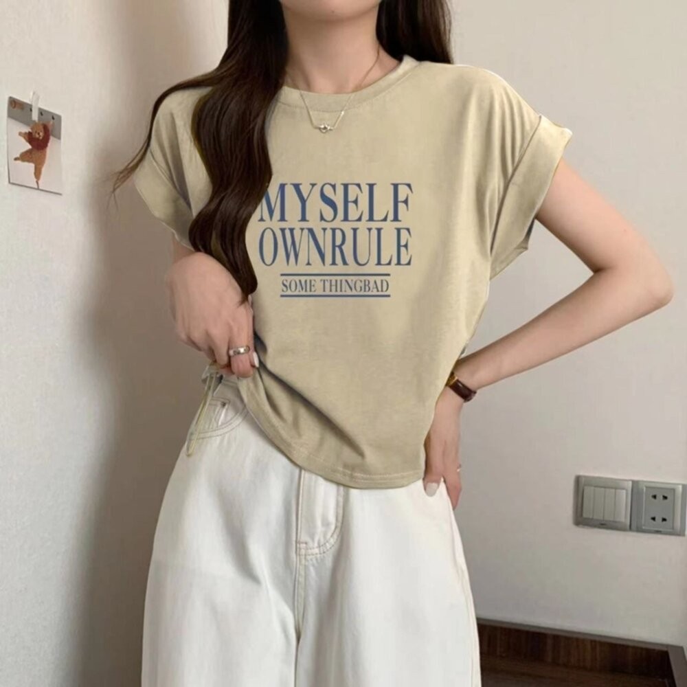 【台灣發貨】韓版側邊綁繩小眾寬鬆短袖上衣 衣服 女裝 t恤 短袖t恤 上衣【T582】-細節圖3