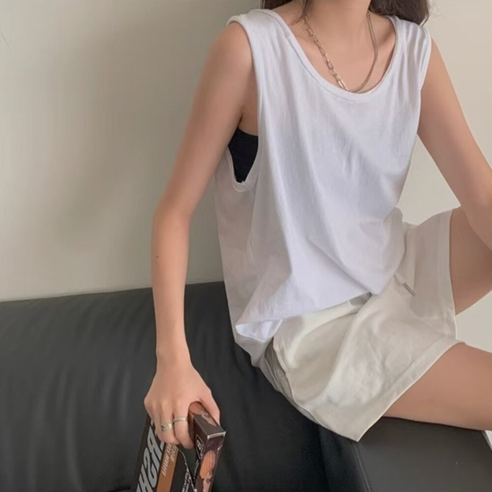 【台灣發貨】韓版寬鬆運動無袖背心 小可愛 背心 衣服 女裝 上衣【V476】-細節圖5