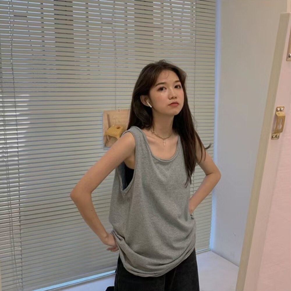 【台灣發貨】韓版寬鬆運動無袖背心 小可愛 背心 衣服 女裝 上衣【V476】-細節圖6