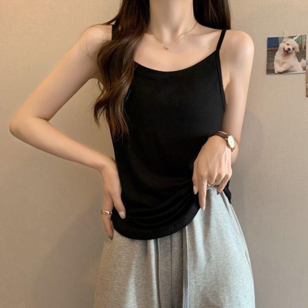 【台灣發貨】韓版舒適休閒吊帶背心 小可愛 背心 衣服 女裝 上衣【V449】-細節圖6