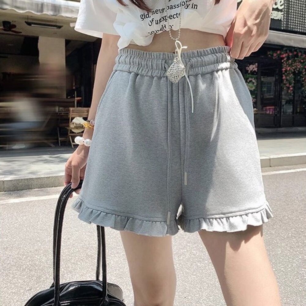 【台灣發貨】韓版夏季休閒花邊運動短褲 短褲 褲子 女裝【P427】-細節圖2