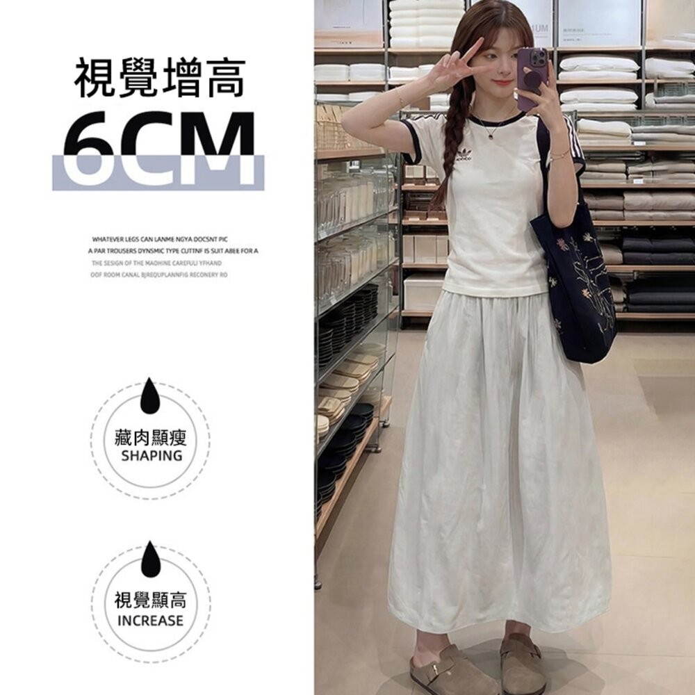 【台灣發貨】韓版小清新復古寬鬆長裙 裙子 褲裙 長裙 女裝【P342】-細節圖3