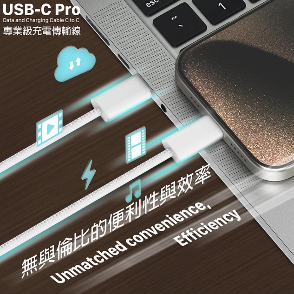 PERFEKT USB-C Pro專業級充電傳輸線(白色) 60W PD C to C 蘋果三星安卓電腦-細節圖6