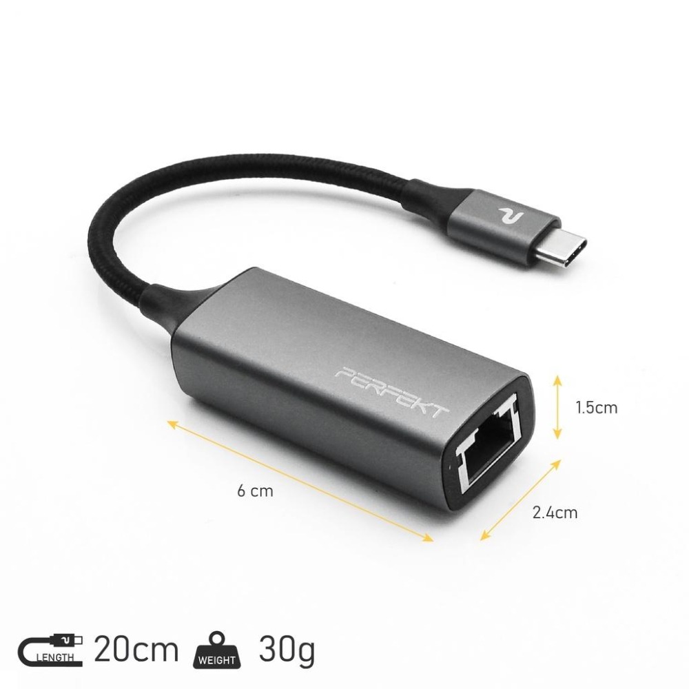 PERFEKT Type C to RJ45 2.5G 網路轉接器 Macbook M1 晶片-細節圖7