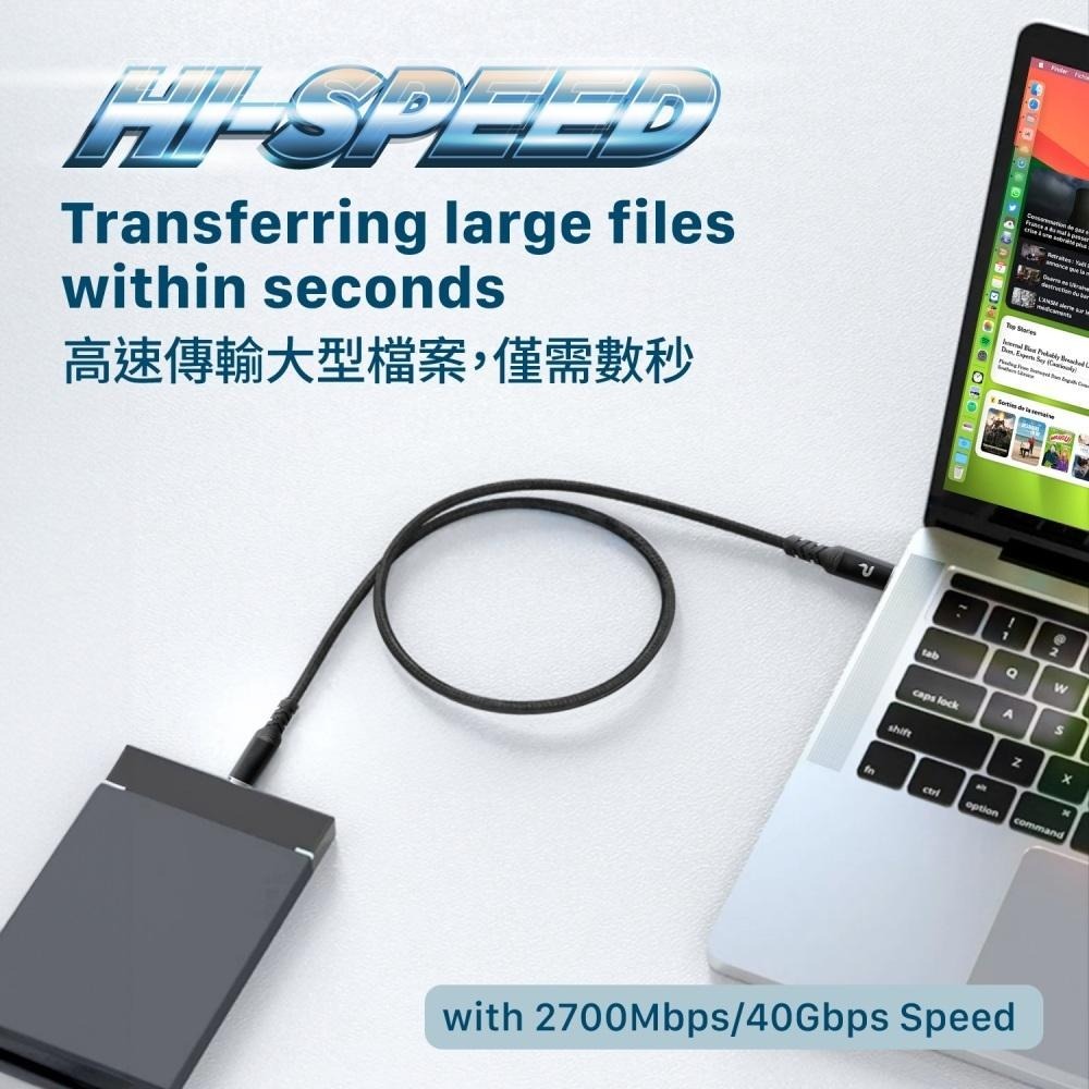 PERFEKT Type-C to Type-C 多功能 高速充電 傳輸線 PD240W/40Gbps/2M-細節圖4