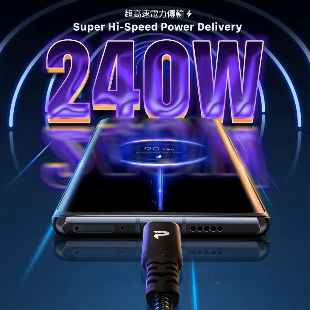 PERFEKT Type-C to Type-C 超高速充電 傳輸線 PD240W/40Gbps/1M-細節圖5